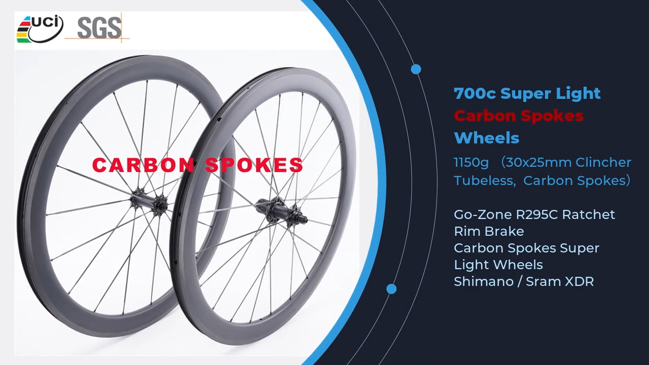 700c Carbon Spokes Wheels Ultra Light Ratchet R295C Carbon Wheelset Manufacturer 1