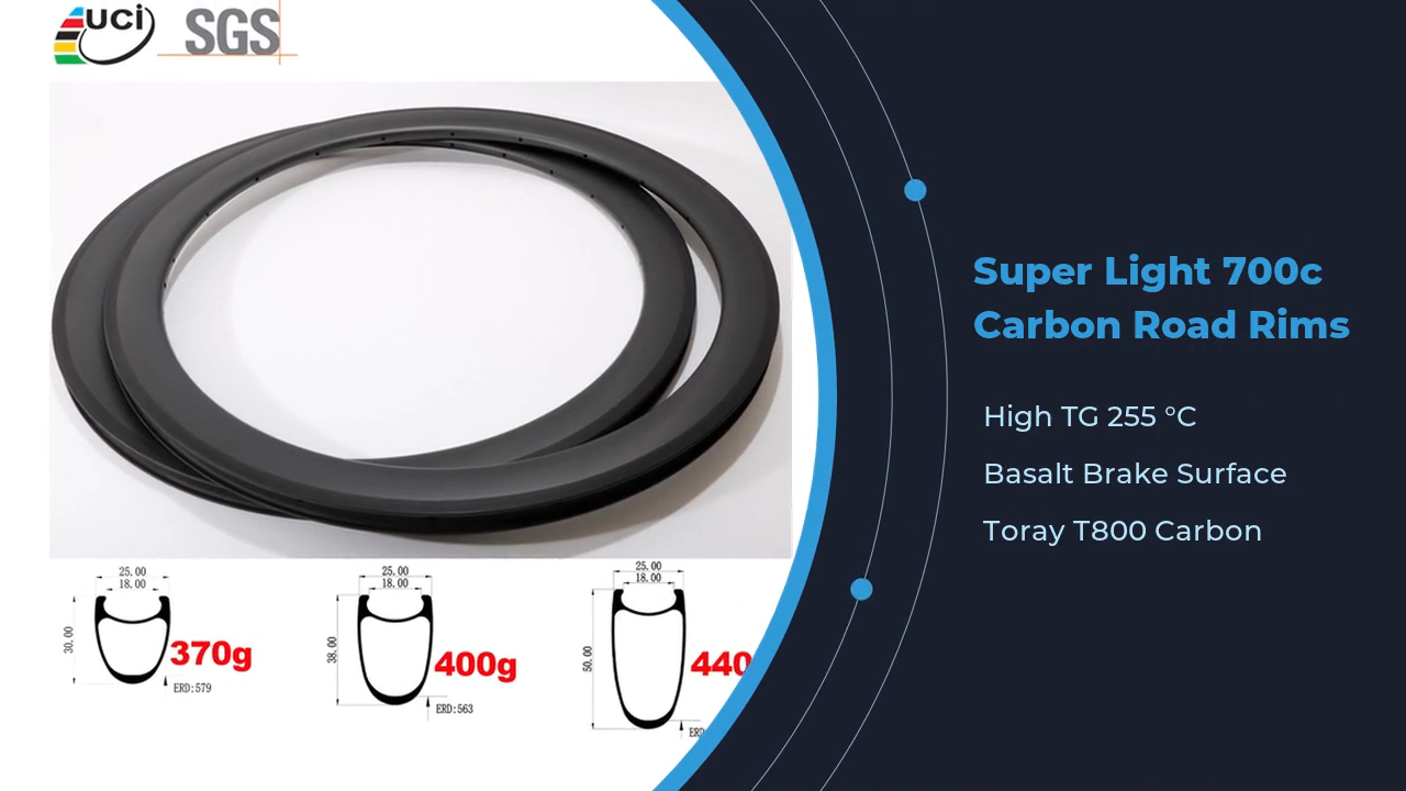 High Quality Ultra Light 700c Road Carbon Bicycle Rims V Brake High TG Rims Wholesale 1