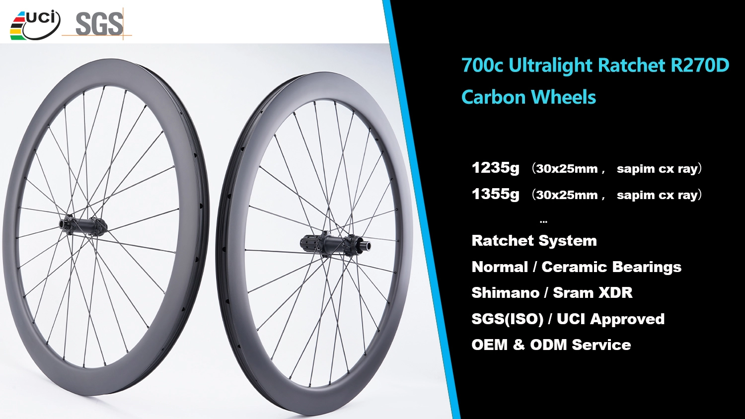 700c Ultralight Ratchet R270D Carbon Wheelset Disc Brake Wheels 1235g 1