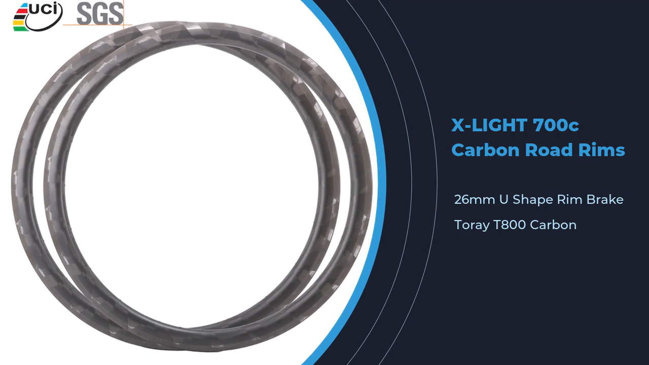 700c X Light Carbon Road Rims V Brake Light Bicycle Rims OEM / ODM 1