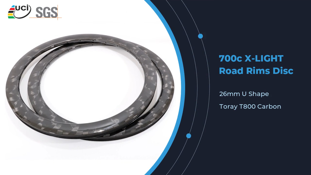 China Carbon Road Disc Rims OEM / ODM X Light 700c Bicycle Rims manufacturers 1