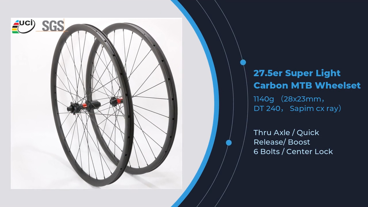 27.5er Super Light 1140g Carbon MTB Wheels DT Swiss / Novatec OEM Factory Supplier 1
