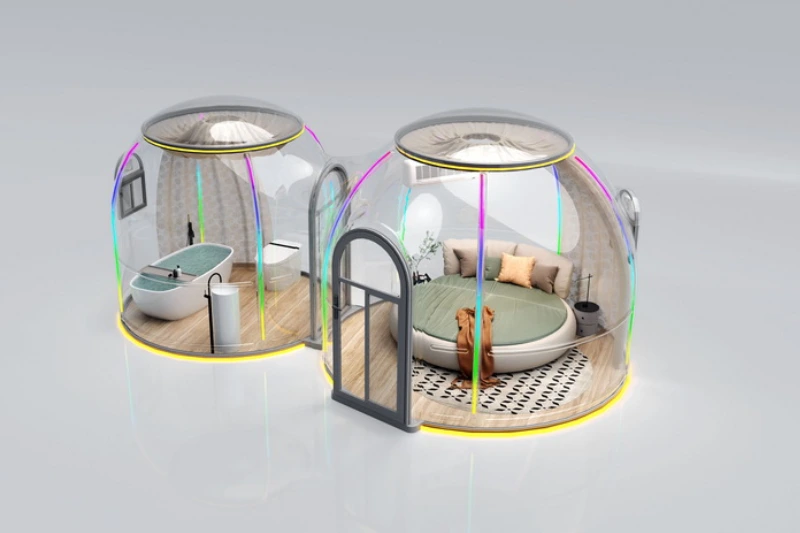 Luxury Twin Dome Suite Bedroom + Bathroom Shared 360° Views 1