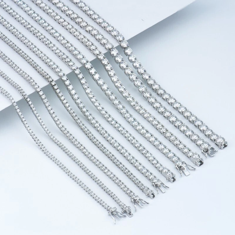D Vvs Moissanite Tennis Chain Necklace 925 Sterling Silver for Women Men 1