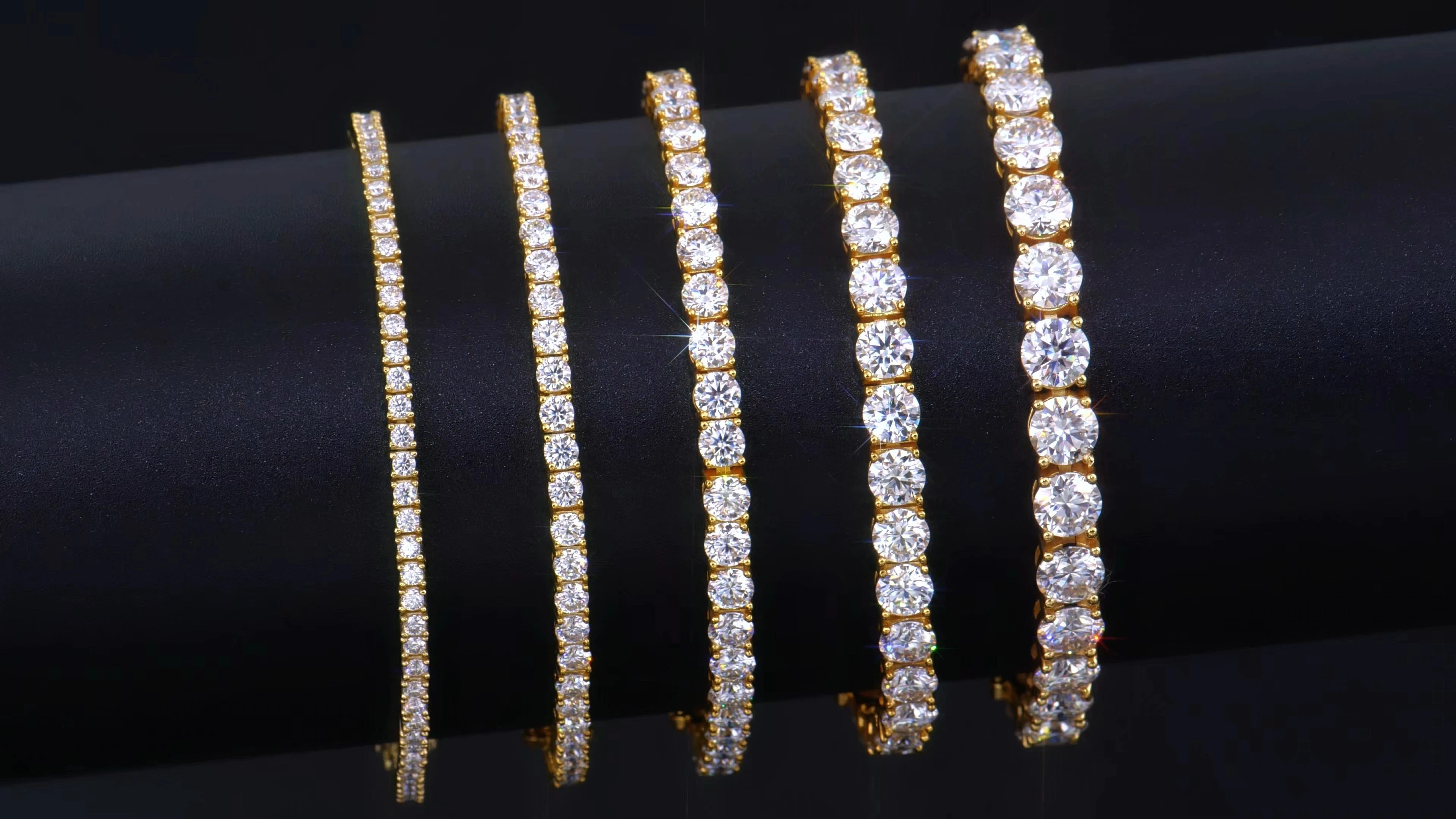 Moissanite Tennis Chain Bracelet 925 Silver Yellow Gold Plated For Hip Hop Jewelry 1