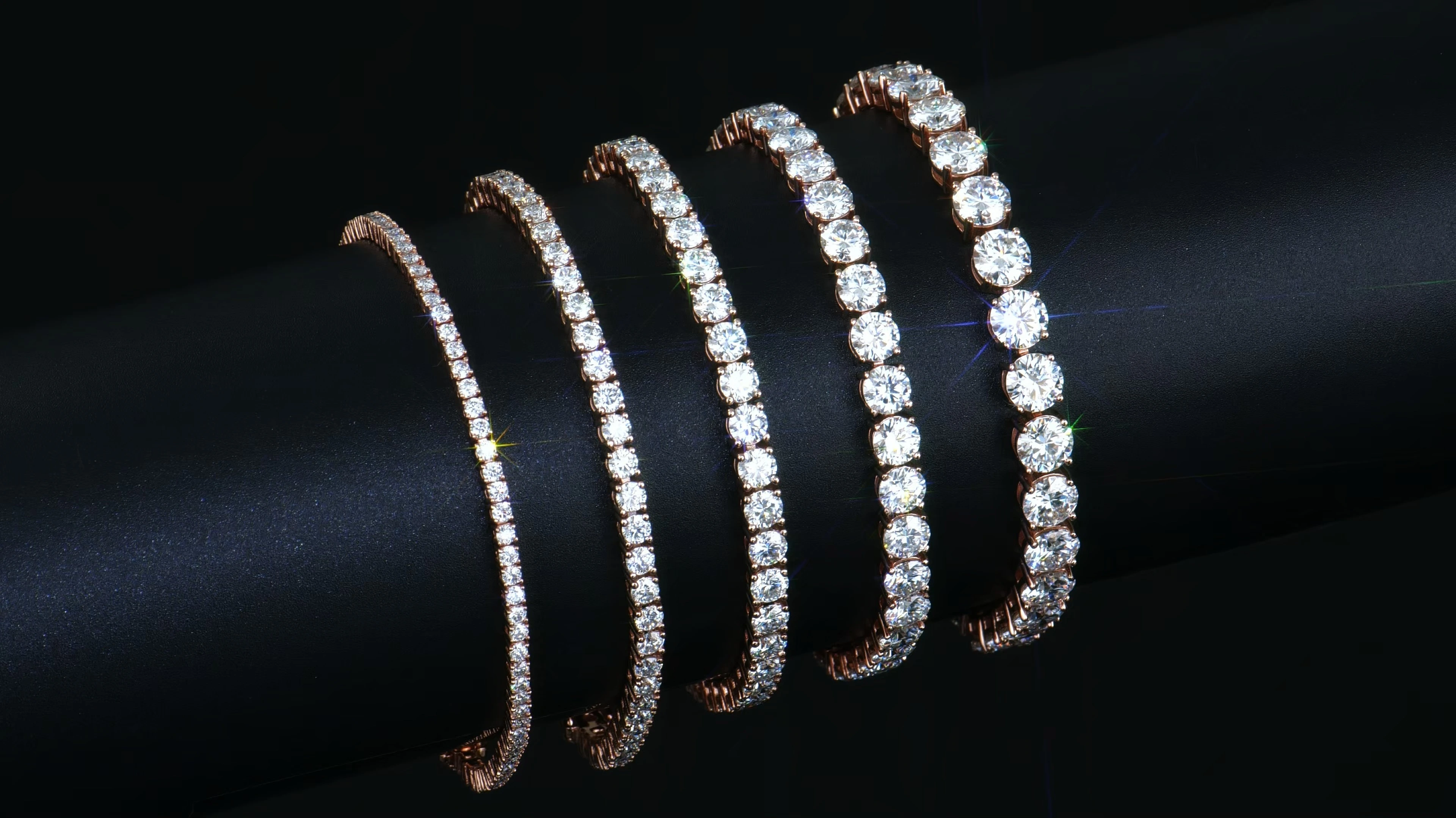 Rose Gold Plated Moissanite Tennis Chain Bracelet 2-6mm for  Men Women 1
