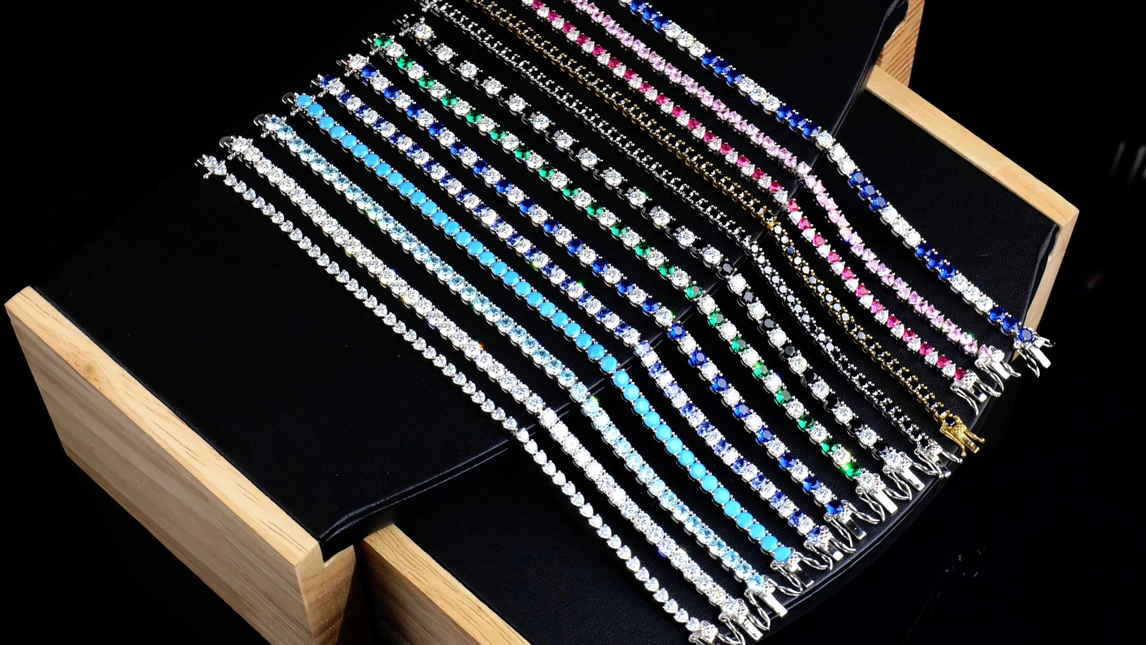 Colorful Tennis Chain Bracelet 925 Silve Cz & Moissanite for Women 1