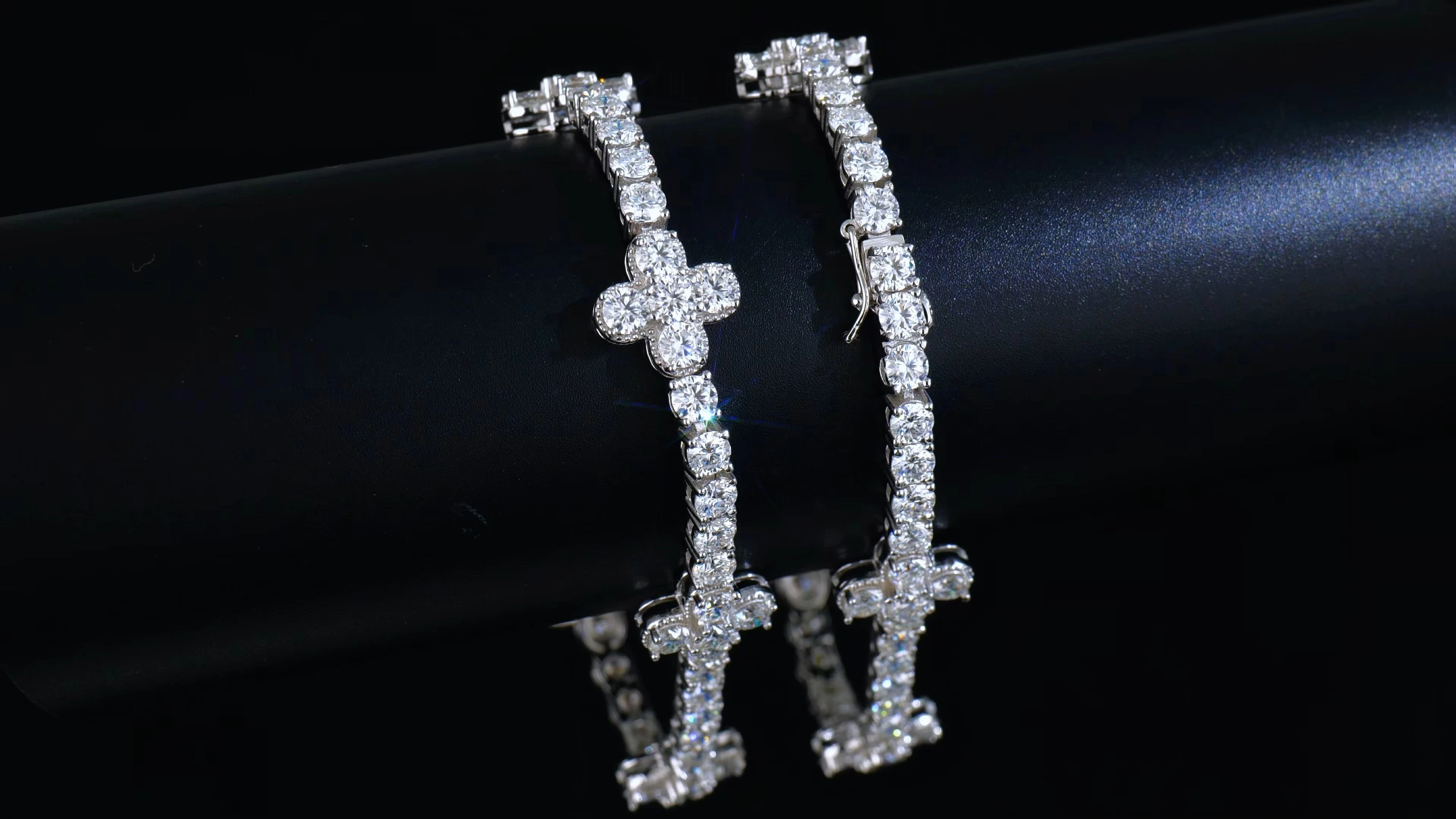 Flower Moissanite Diamond Tennis Bracelet 925 Sterling Silver For Hip Hop Jewelry 1