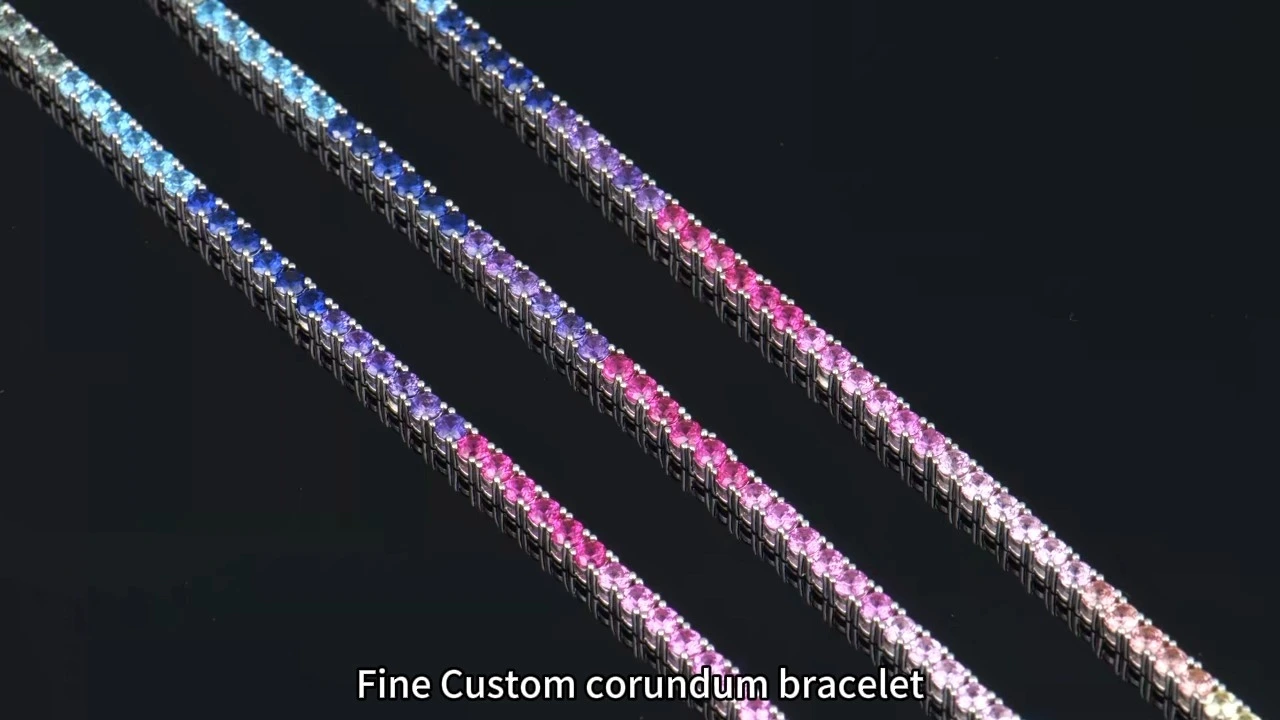 Rainbow Color Corundum Tennis Bracelet 925 Sterling Silver 3mm for Women 1