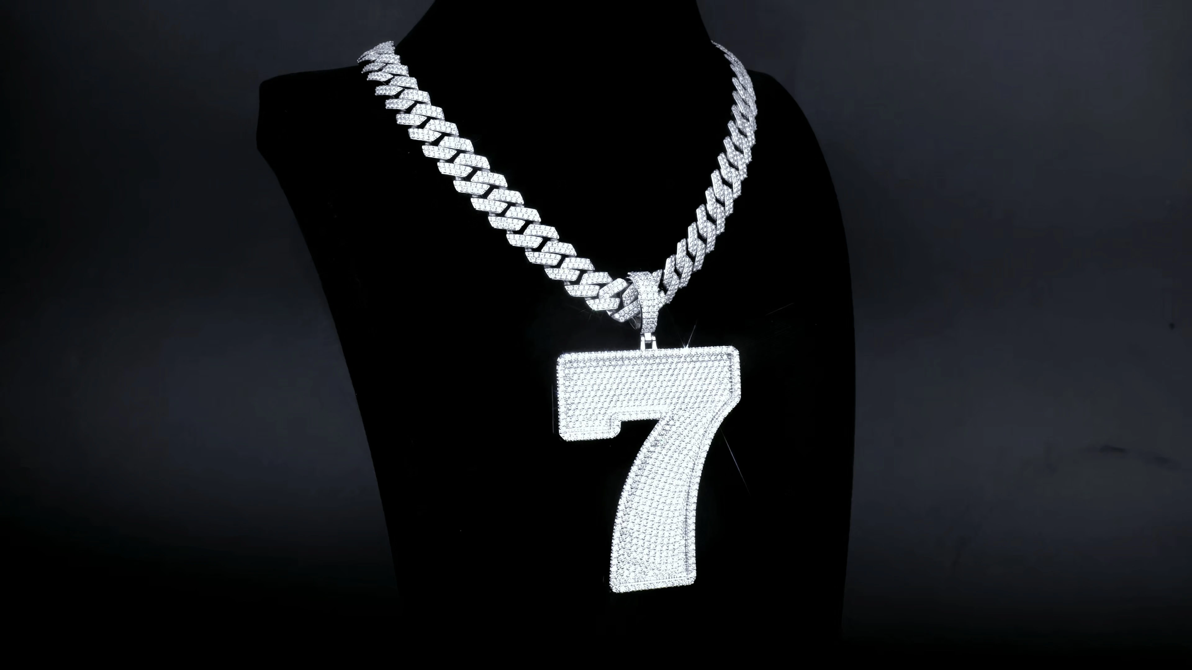 Number Moissanite Pendent for Cuban Chain Necklace, Men Custom Hiphop 1