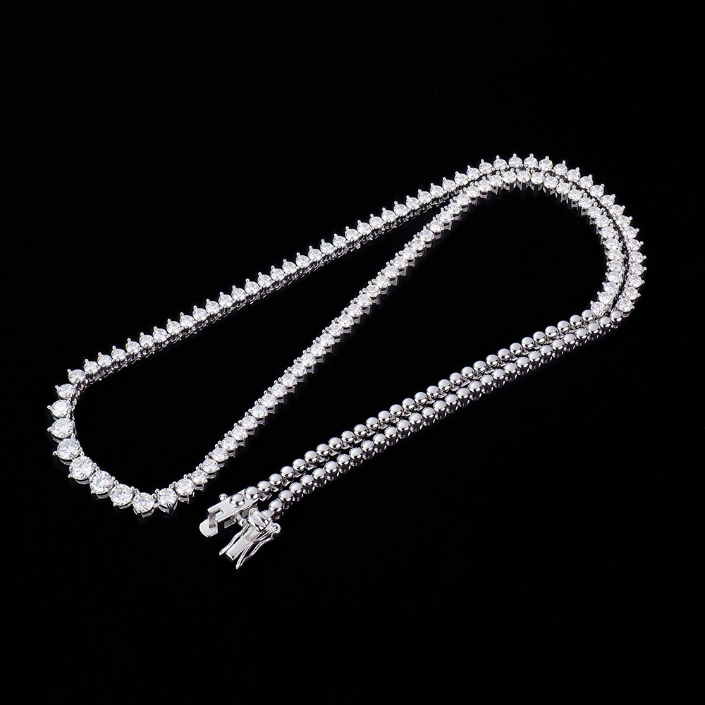 Fancy Tennis Chain Necklace Graduated Moissanite Diamond 925 Sterling Silver 1