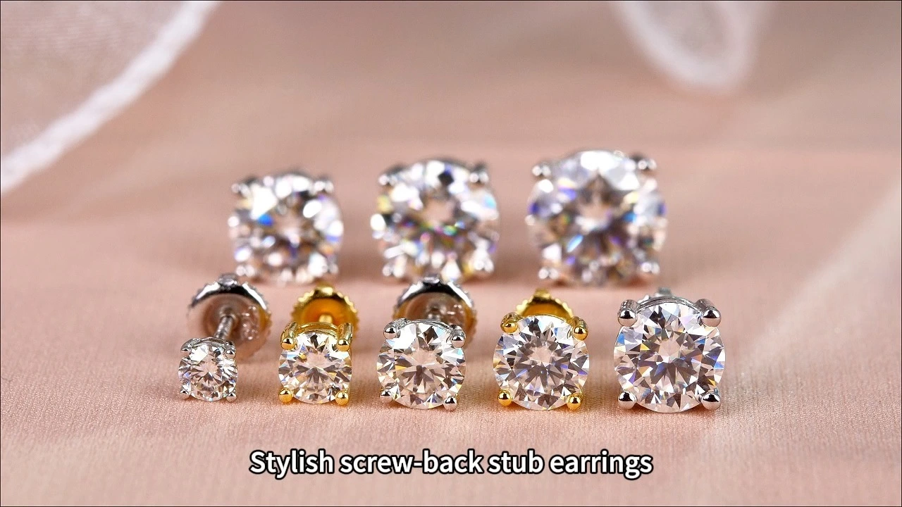 Moissanite Stud Earrings for Men Women,925 Sterling Silver 1