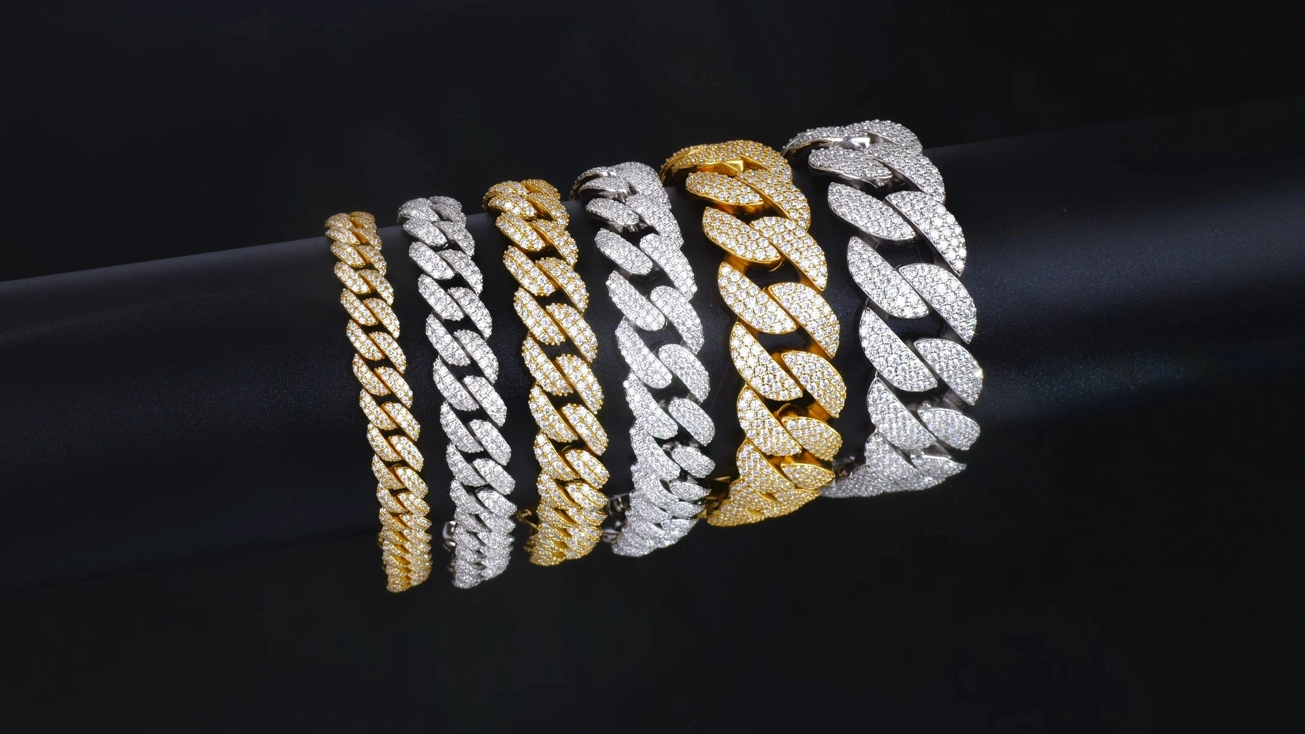 Moissanite Iced Out Cuban Link Arc Bracelet,8-20mm 1