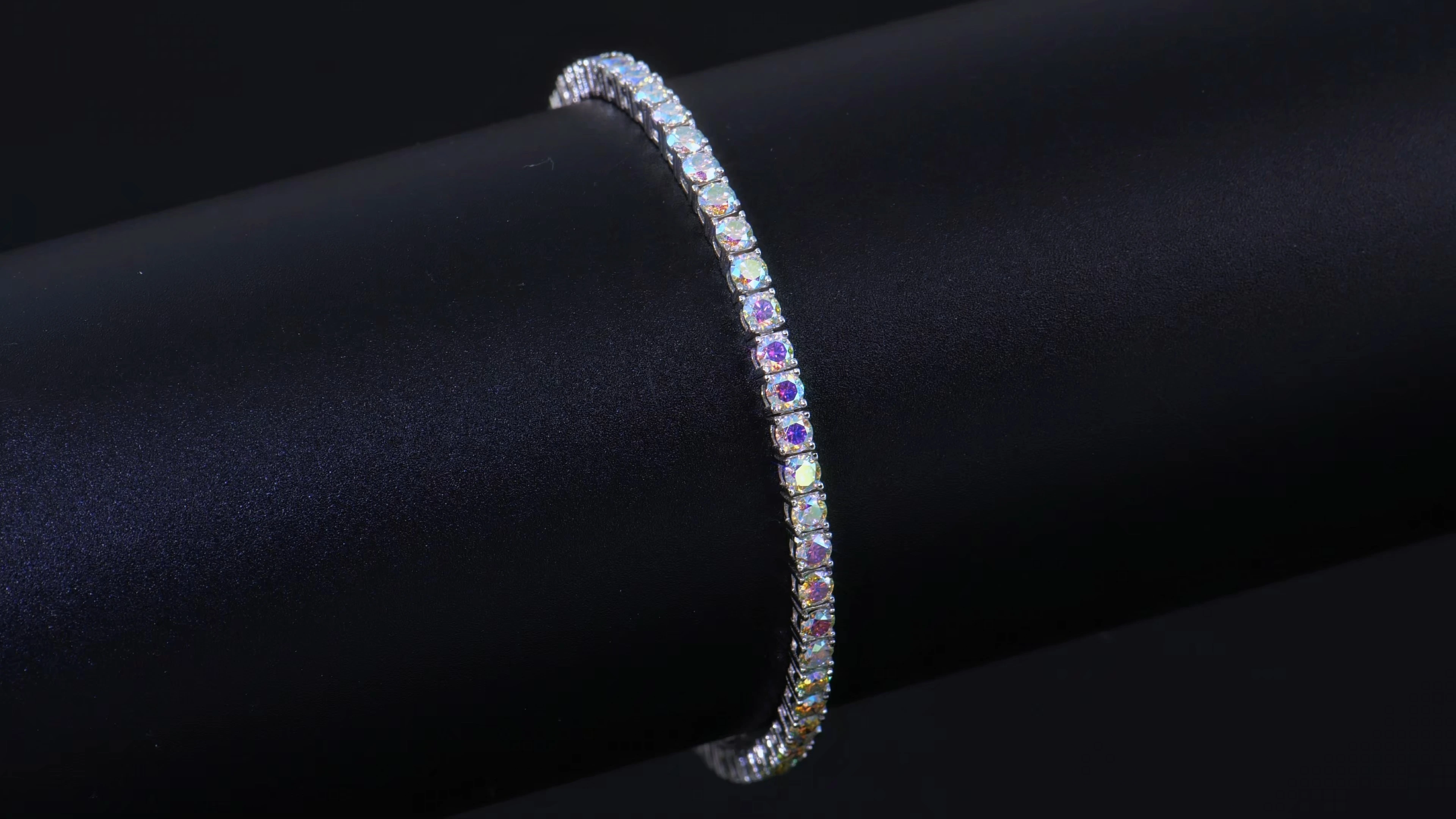 AB Color Round Moissanite Tennis Bracelet 3mm 925 Silver for Women 1