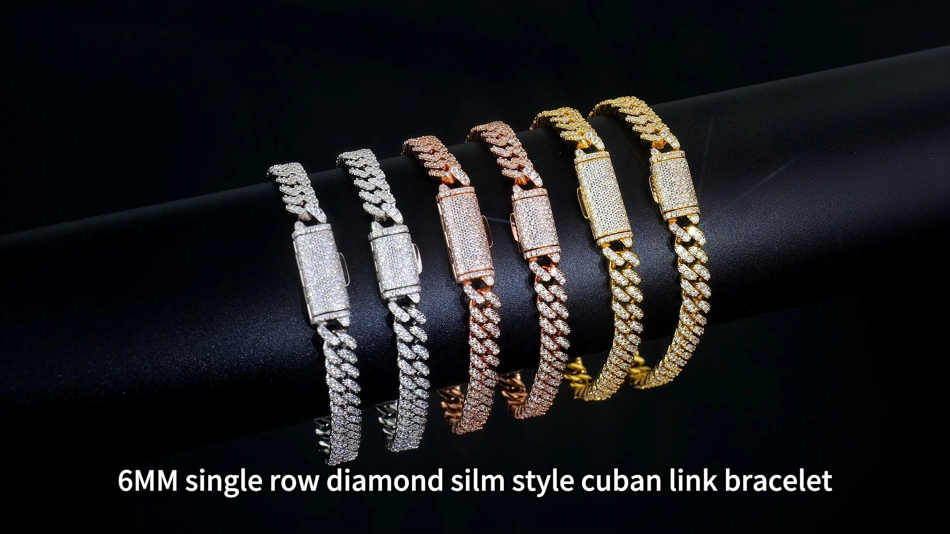 Moissanite Cuban Link Bracelet 6mm for  925 Silver Hip Hop jewelry for Men Women 1