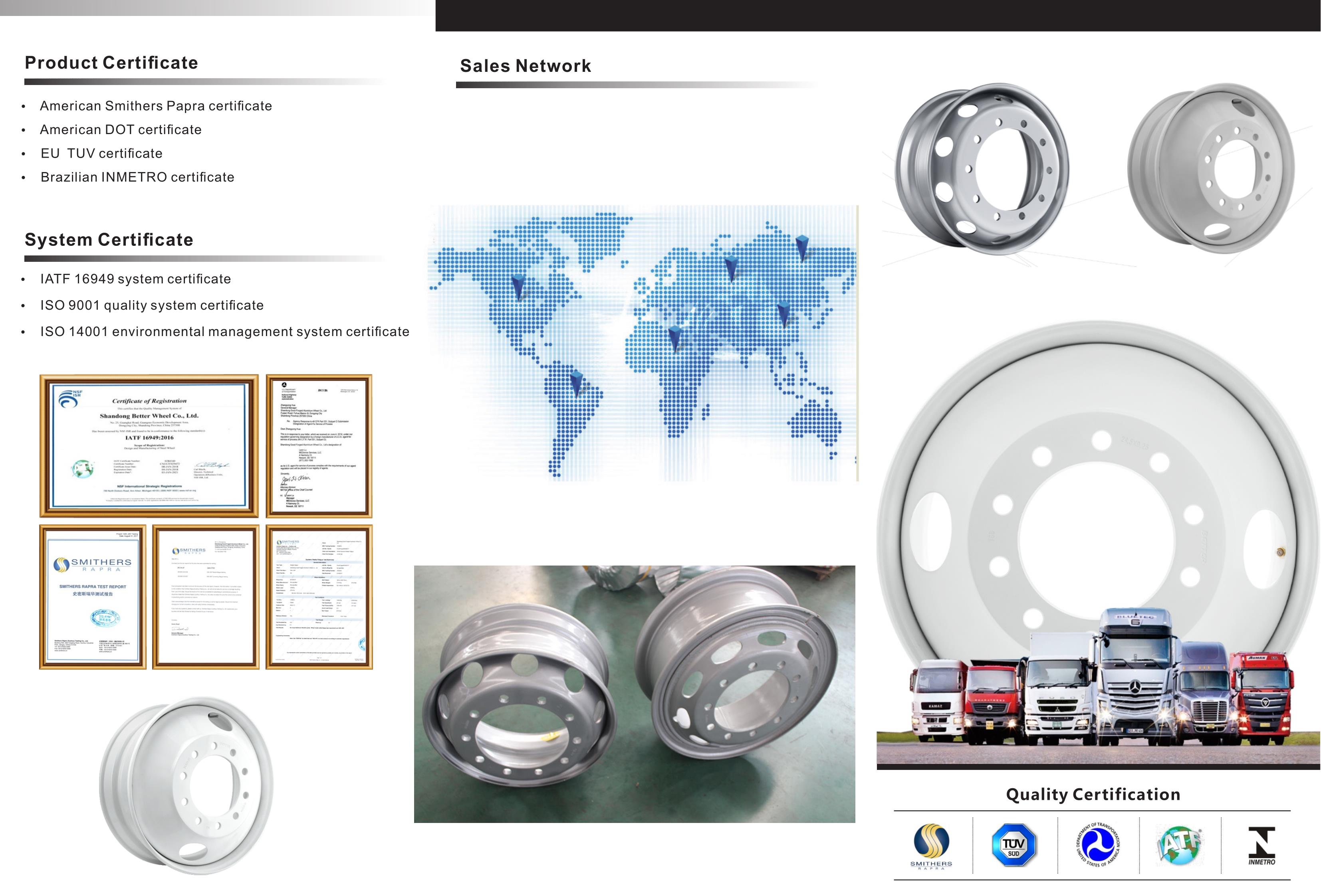 Hanksugi - Mainit na Pagbebenta 22.5x8.25 Demount Steel Wheel Truck Steel Wheels 15