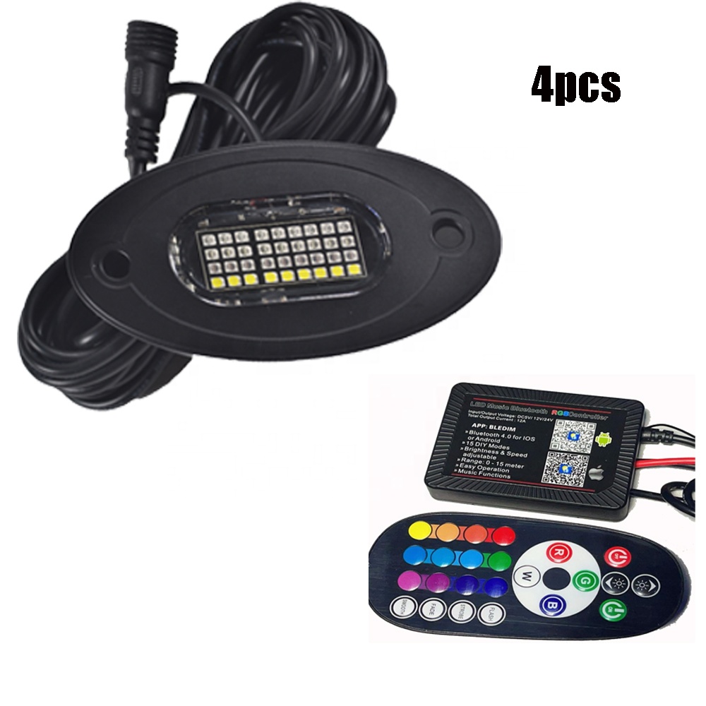 Kingshowstar - 4pods 8pods Blue --Tooth Control 36W 4x4 Off--road Rgb Rock Lamp Off-- Road Truck Rgbw Led Rock Lights For Jeeep Wrangler Jk Hot sell item 8