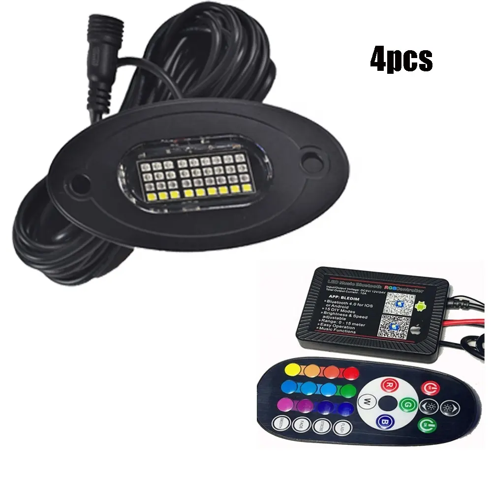 36W Bluetooth Controlled RGB LED Rock Lights for Jeep Wrangler Jk 2