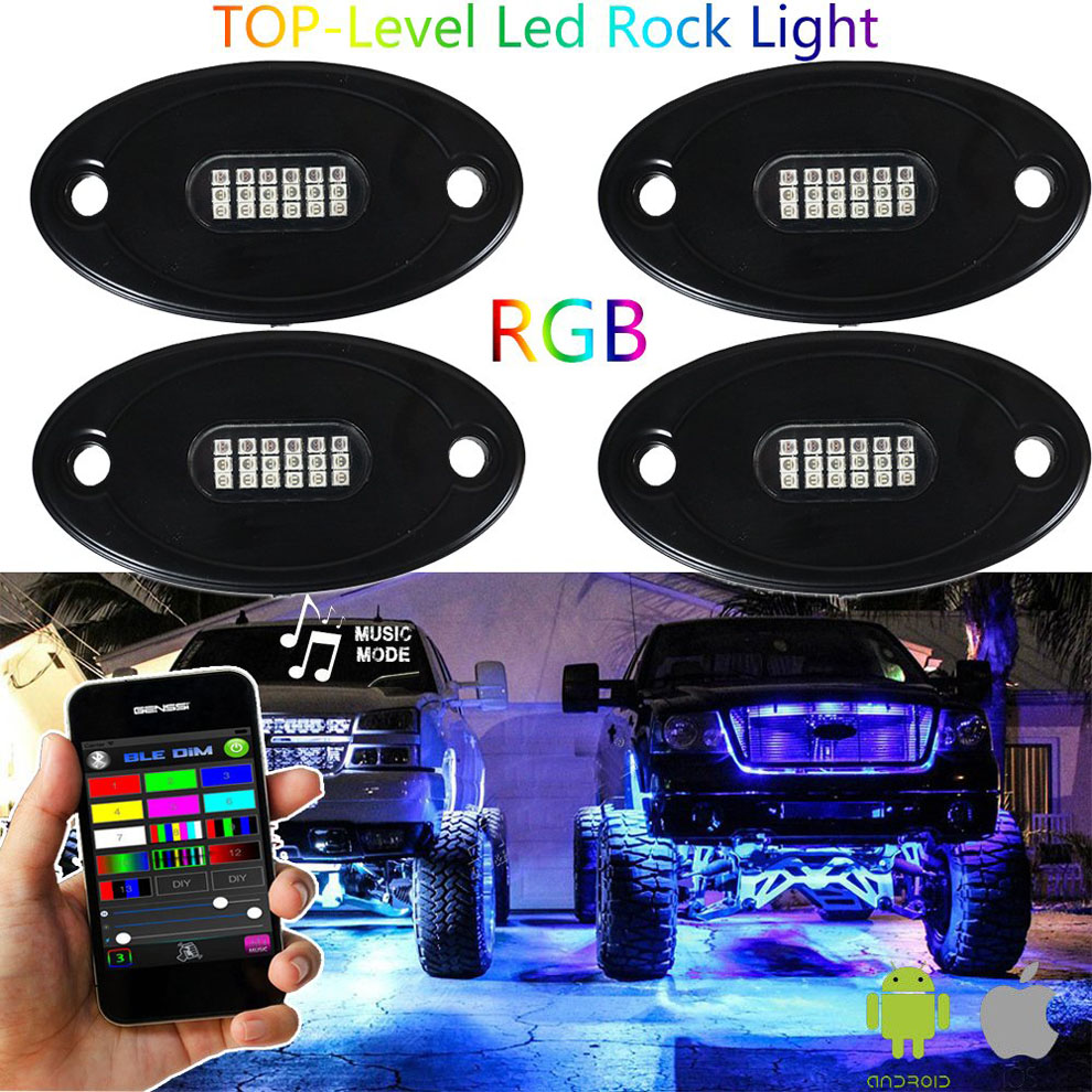 Hot Sales RGBW 12V LED Light Waterproof APP LED Rock Light for Truck Cars ATV 8