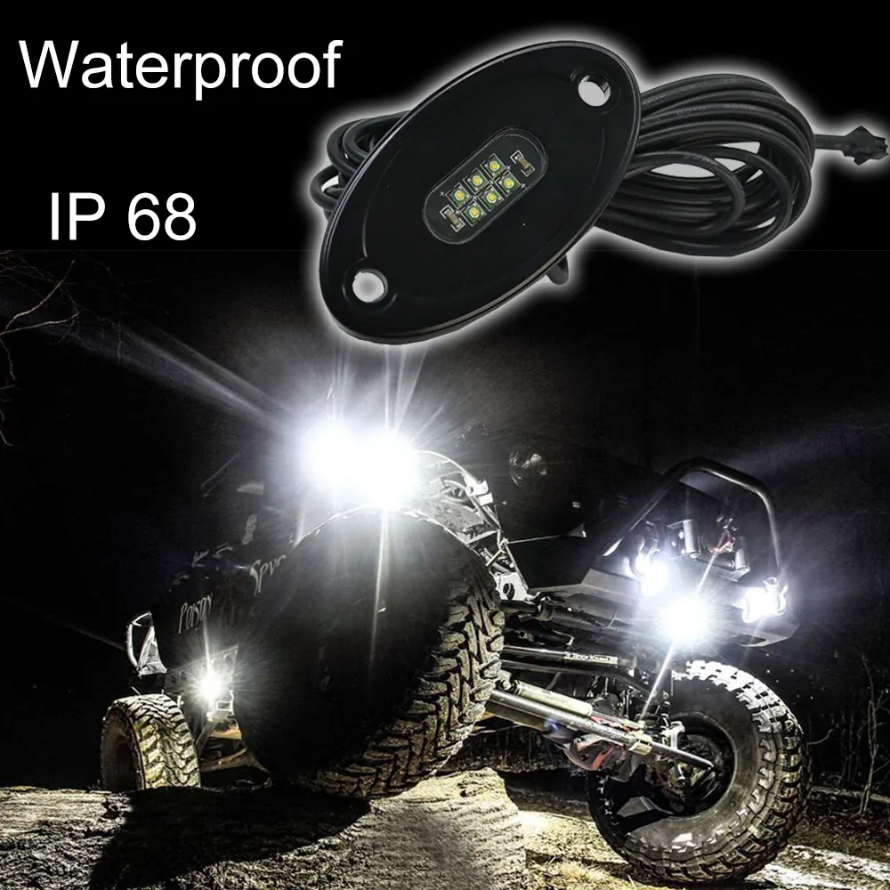 12pc LED Rock Light BT Wireless White Color - Multi-functional Off Road Auto Lighting System 2