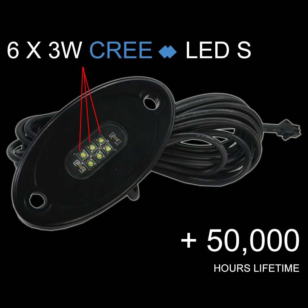 12pc LED Rock Light BT Wireless White Color - Multi-functional Off Road Auto Lighting System 5