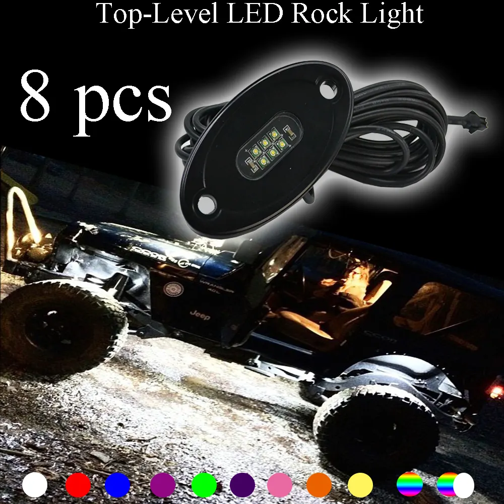 12pc LED Rock Light BT Wireless White Color - Multi-functional Off Road Auto Lighting System 7