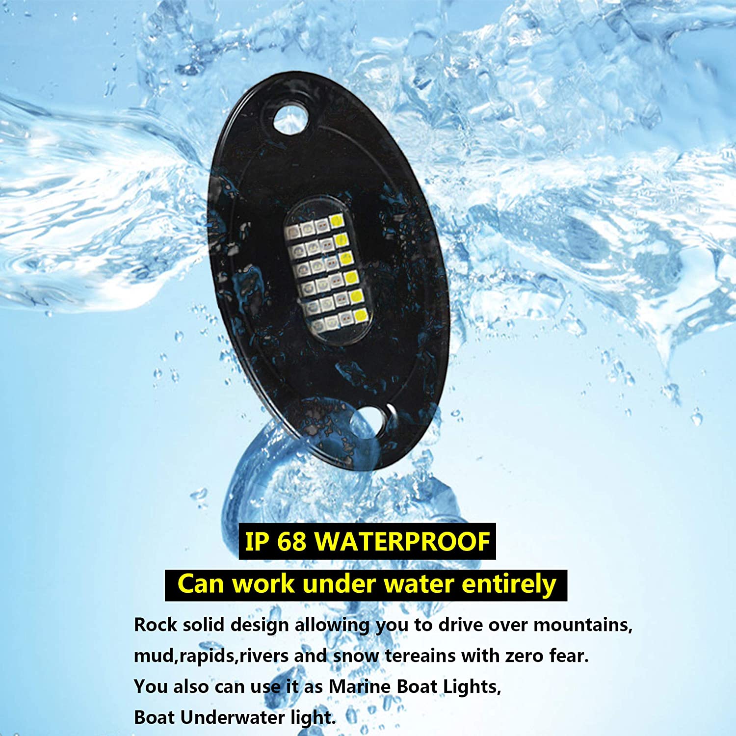 8Pods RGBW Rock Lights with 450cm Wires 288LEDs Waterproof Music Mode/29 Color Changing Modes/APP Remote Control rock light 16