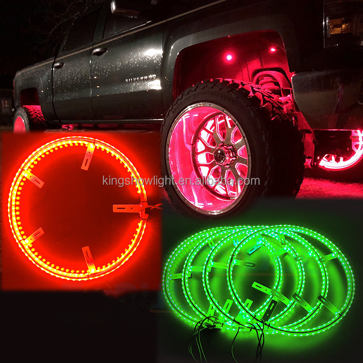 Kingshowstar - 2021 NEWEST 17 inch RGBW Color 4pcs LED Illuminated Wheel Ring Light Kit Tire Light For Universal Cars RGBW Led wheel light 12