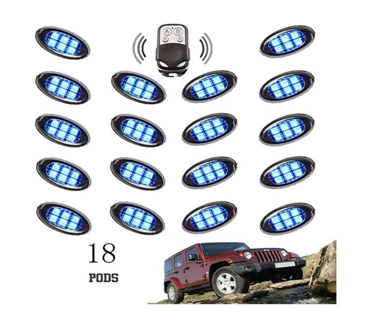 Kingshowstar - Kit de lumini LED multicolore pentru motocicletă, fără fir, cu 18 culori, 18 POD 108 LED-uri, universal, pentru accent de motocicletă 1