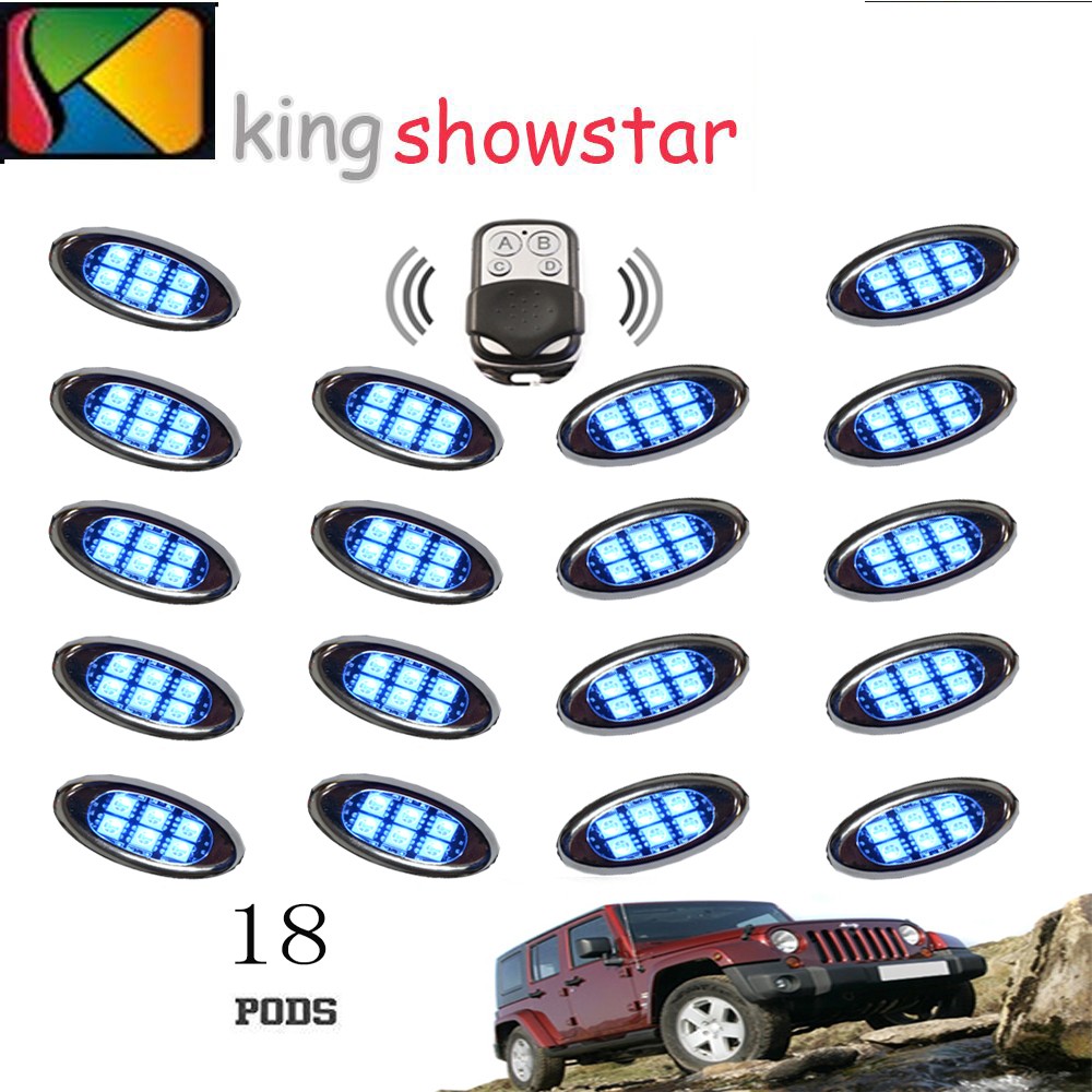 Kingshowstar - Wireless 18 Color 18 POD 108 LED Universal Motorcycle Accent Neon Underglow Light Kit LED Multi-color Motorcycle Light 6