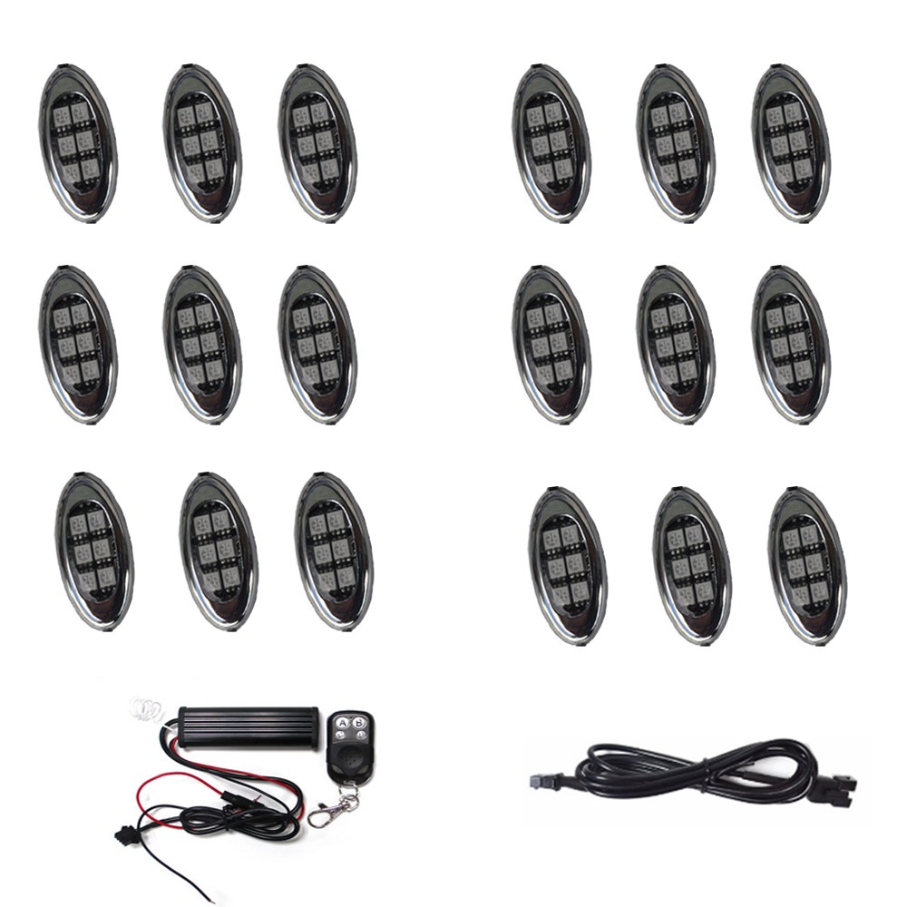 Kingshowstar - Wireless 18 Color 18 POD 108 LED Universal Motorcycle Accent Neon Underglow Light Kit LED Multi-color Motorcycle Light 8