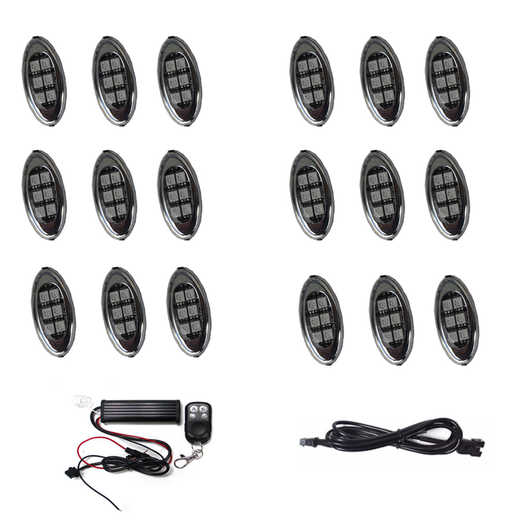 Kingshowstar - Kit de lumini LED multicolore pentru motocicletă, fără fir, cu 18 culori, 18 POD 108 LED-uri, universal, pentru accent de motocicletă 2
