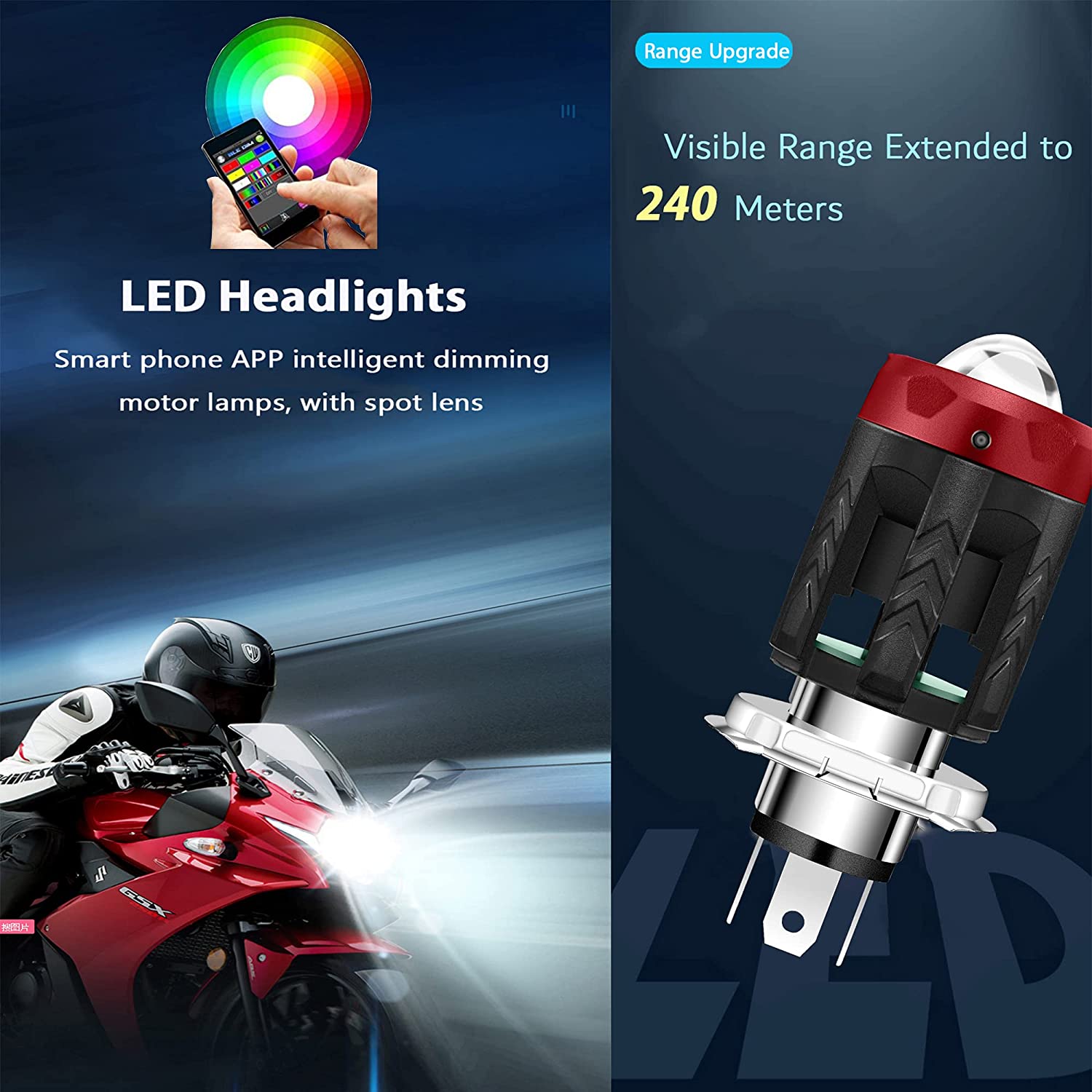 Kingshowstar - Moetorcycle LED prednje svjetlo 60W LED svjetlo prednje svjetlo za maglu svjetlo za vožnju reflektor odgovara P50 LED svjetlu za motocikl i bicikl 2
