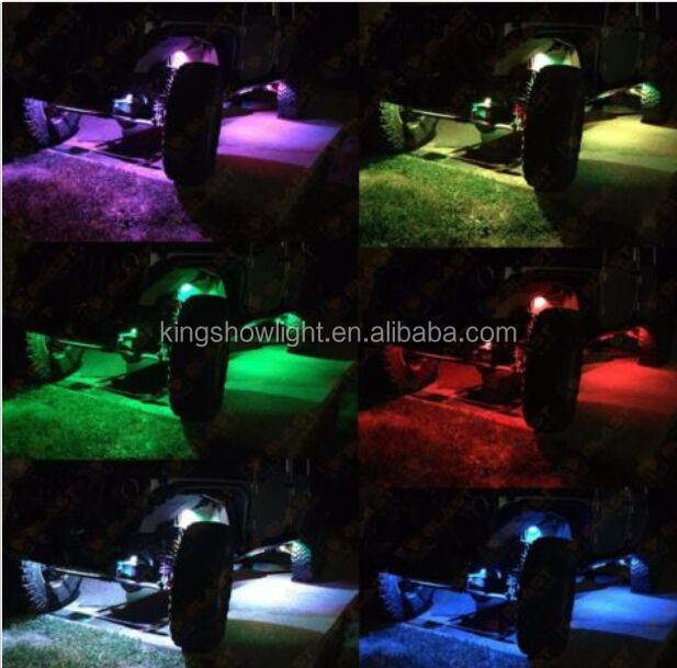 Kingshowstar - Super hot-sale Combo 8pc Pods RGBW Waterproof Rock Lights with 2pc 3 LED Whips Light Dream RGB Color Ungrouped 18