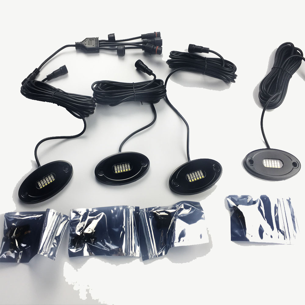 Kingshowstar - 4 Piece 24 LEDs Per RGBW Rock Lights With Blue-tooth controller led top level 24W rock light 18