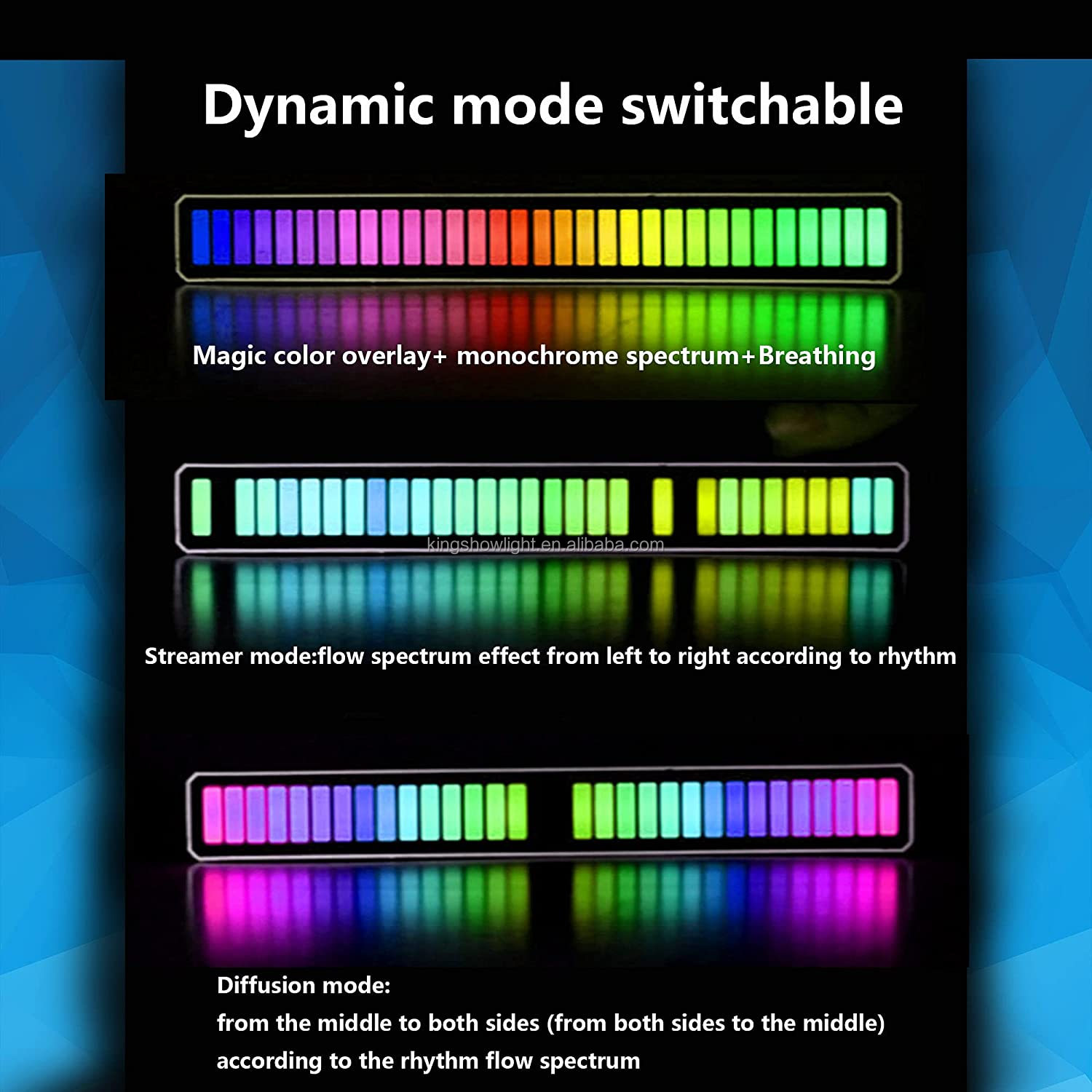 Kingshowstar - NEWEST 32 Bit Level Sound Control Voice-activated Rgb Audio Spectrum Bar Pickup Rhythm Music Light led auto interior underbody light 14