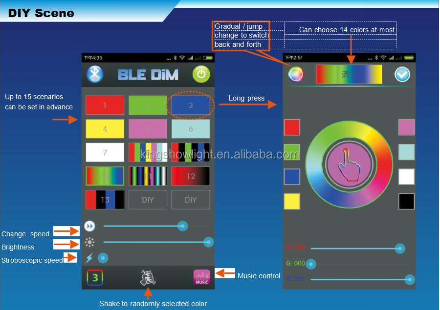 Universal LED RGBW BT Controller 24button blue-tooth remote waterproof led connection iPhone/Android app 14