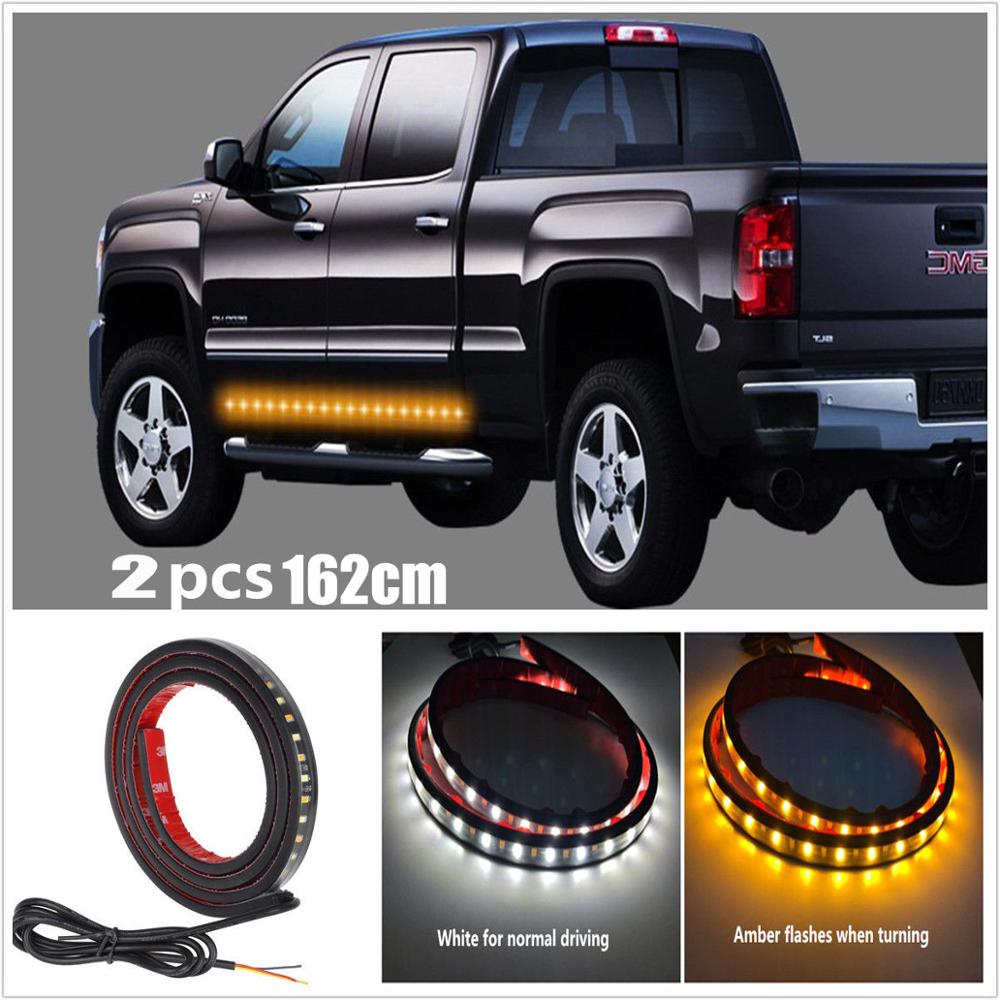 Sequential Switchback LED Strip Light tube Kit DRL Turn signal White Daytiem Running Light 16