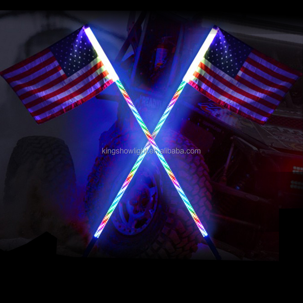 Kingshowstar - 4FT 120CM Dream RGB Chasing LED Whip Lights Flag Pole Antenna Lights for ATV UTV Polaris RZR new product 10