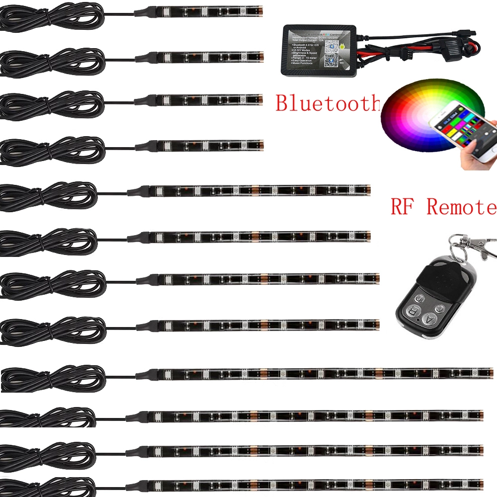 12Pcs Blue-tooth +RF remote Led Motorcycle LED Light Kit Strips Accent Glow Neon Lights Motorcycle 1