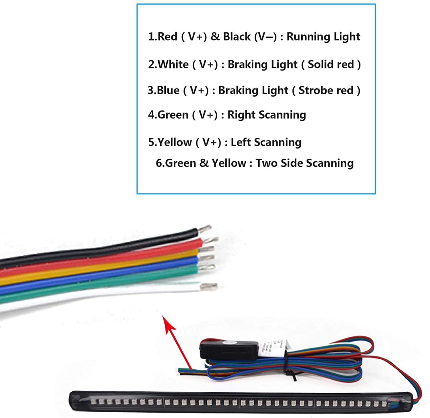 Kingshowstar - Universal LED Strip for Motorcycle License Plate Tail Brake Stop Turn Signal Light Strip scanning 8 Flexible Brake Light LED Motorcycle Tail Light 10