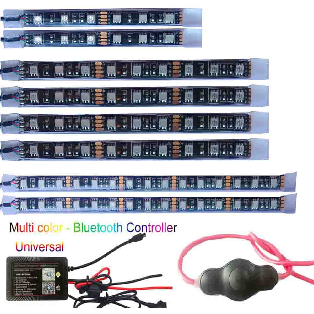 8pcs Led 5050 Strip Kit 60LED Motorcycle Lights waterproof and switch remote 10