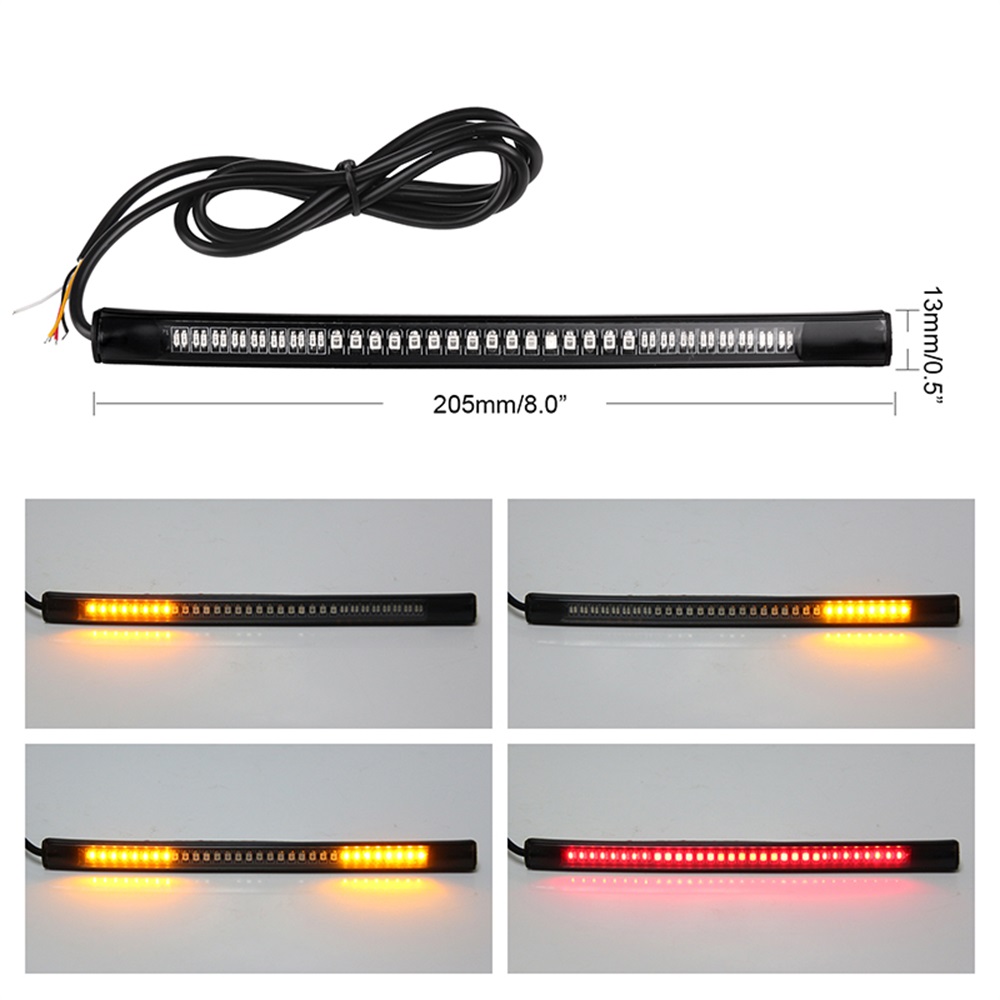 Kingshowstar - Universal Motorcycle Car Led Safety Light Strip Tail Brake Turn Signal 32led 8 Flexible Led Motorcycle Lighting System LED Motorcycle Bicycle Light 20