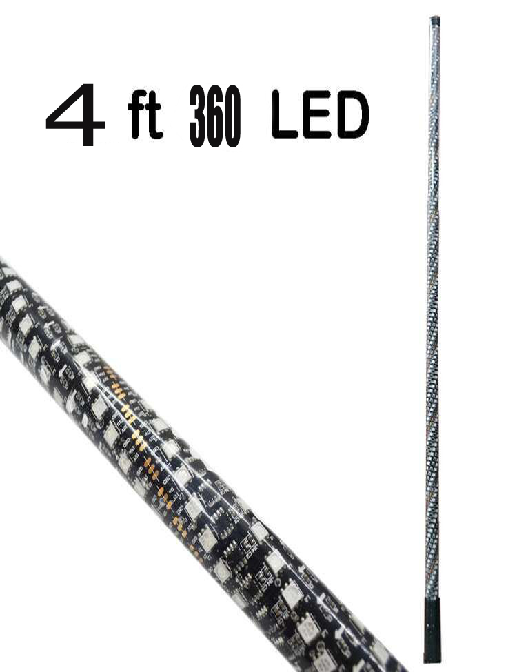 Kingshowstar - 4FT 360 Spiral RGB Lighted LED Whip Antenna for Offroad UTV ATV 4WD led whip light 12