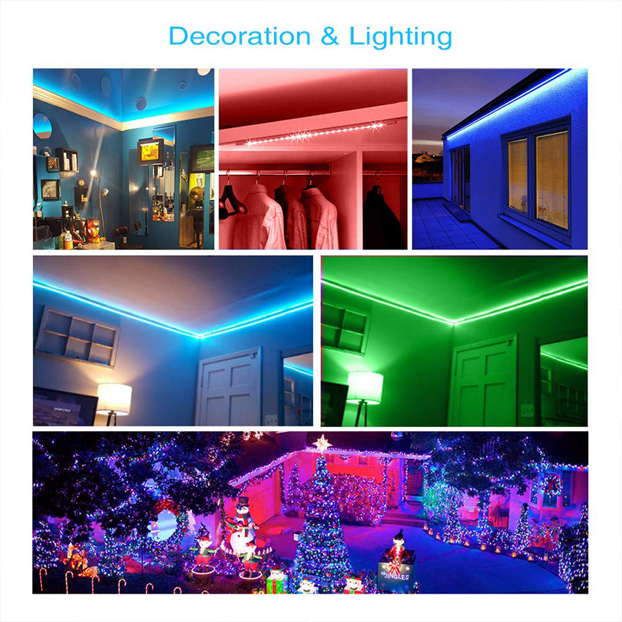 Kingshowstar - 15m 10m 5m Car Led Tv Back app Smart 12v Waterproof 5050 Rgb Led Strip Lights With Remote LED Strip Light 22