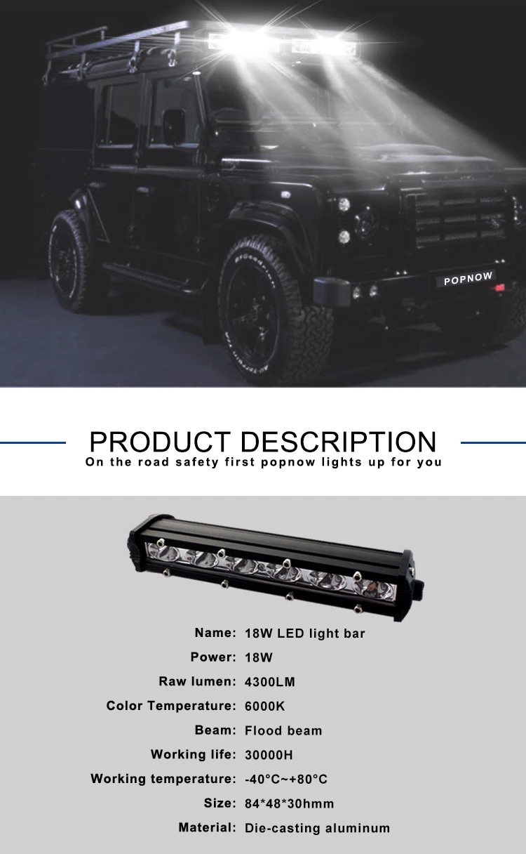 Off Road Car Led Light 3 Inch Led Tractor Strobe Flashing Truck Car Rechargeable 18w Led Work Light Bar 8