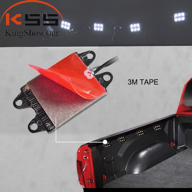 2 Piece Set Universal White LED Bed Rail Light Kit Truck Bed Light 48 Super Bright LED with Switch 14