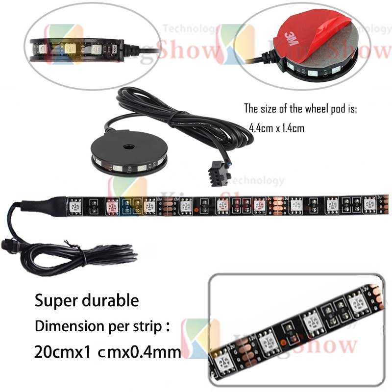16pc Multi Zone Multi-Color Ultrathin Super bright Led Motorcycle Flexible Strip lighting led motorcycle Accent wheel light kit 12