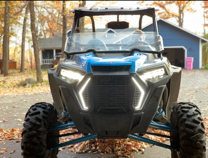 RZR 1000 headlight RGBW Fang light set Fang Lights Kit Pair LED Front Brake Light Bright with RGBW 24key remote controller 10
