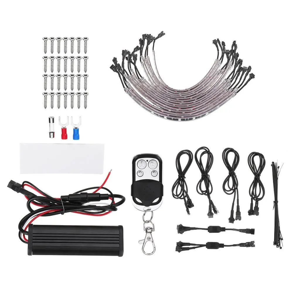 14Pcs RGB LED Strip Atmosphere Rock Lights Neon Accent Glow for Car Truck Underglow Under Body 1